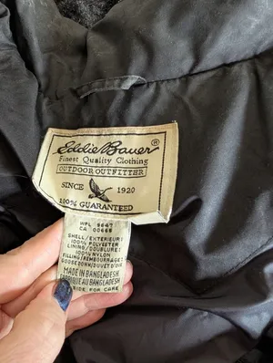 Eddie Bauer Womens Goose Down Puffer Jacket Black Diamond Quilted Size L thumbnail 3