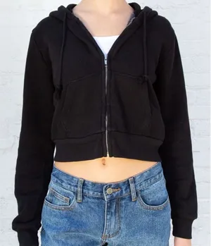 Brandy Melville John Galt Black CRYSTAL HOODIE one size thumbnail 1