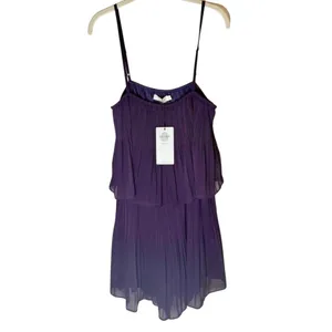 EXLURA Romper Dress Spaghetti Strap Pleated Romper sz. L thumbnail 3