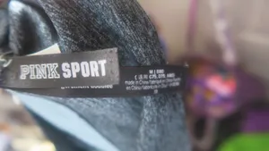 PINK Victoria's Secret seamless lightly lined sport sports bra sparkly pink on straps in gray and blue size medium. thumbnail 7
