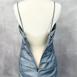 Eden Bridesmaids Cocktail Dress Womens 4 Blue‎ Satin Ruched Formal Minimal Chic thumbnail 7