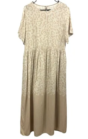 Shoulder Brand Cream Short Sleeve Midi Maxi Pocket Dress Imported 44 US 14 XXL thumbnail 7
