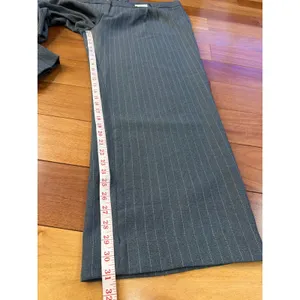 NWT Abercrombie & Fitch Pinstripe Pants Womens Grey Wide Leg Low Rise 37 24L thumbnail 8
