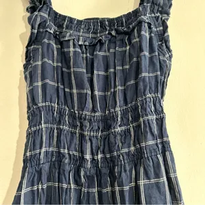 Anthropologie Magali Pascal Ruffled Linen Midi Dress Windowpane Large Wedding thumbnail 4