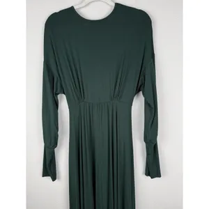 24seven Comfort Apparel Bishop Sleeves‎ Maxi Dress Women's Large Green Stretch thumbnail 4