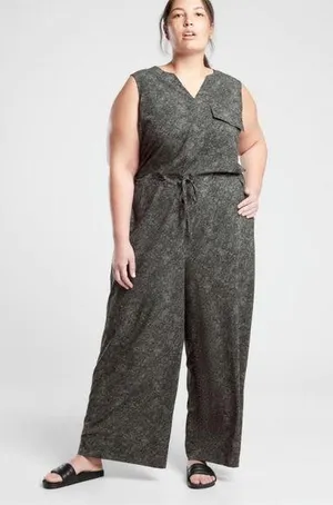 Athleta Women's Gray Jumpsuit Size 3 XL Tapanga Printed Very Lightweight thumbnail 2
