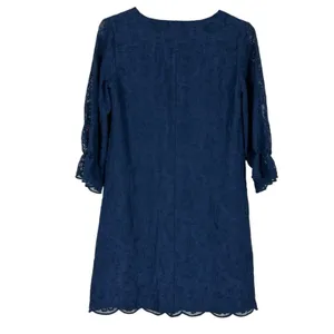 Madewell‎ Slowsong Dress Womens 0 Navy Blue Embroidered Lace Coastal Grandmother thumbnail 4