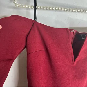 lulus dress Small Berry Red Wine Body Con‎ Long Sleeve Off Shoulder Mini CP thumbnail 3