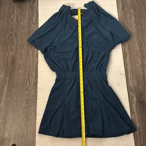 CIDER Solid Collar Mini Dress XS Dark Teal NEW Fall Academia Classic Preppy Boho thumbnail 7