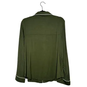 NWT Cozy Earth Bamboo Stretch Knit Classic Long Sleeve Pajama Top Olive Green M thumbnail 3
