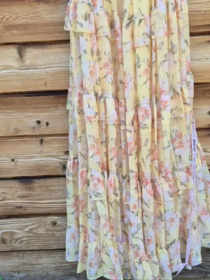 NWT Mac Duggal 67794 Yellow Tiered Floral Chiffon Gown Size 2 thumbnail 16