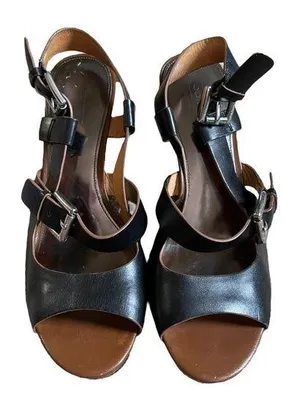 Coach Black Double Buckle Strappy Open Toe Platform Wedge Women’s Size 8 thumbnail 1