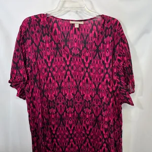 Woman Within Plus Size 22/24W‎ Maxi Dress 1X Petite Pink Black Ikat Coastal 602 thumbnail 3