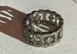 Vintage silver tone ring with rhinestones size 6.5 thumbnail 8