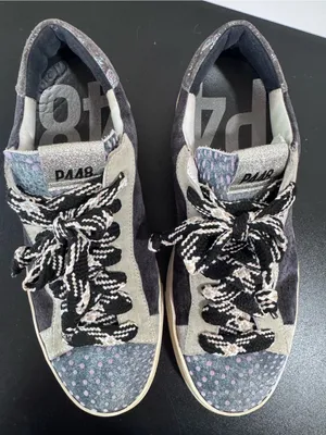 P448 Suede & Polka Dot Low-Top Sneakers in Black, Gray & Lavender thumbnail 2