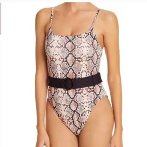 AQUA Lounge Snake Print One Piece High Cut Swimsuit *missing belt* MOB WIFE thumbnail 2