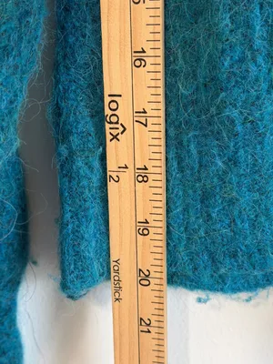 Anthropologie Gaby Textured Alpaca Wool Cardigan Size Small Blue Sweater Fall thumbnail 9