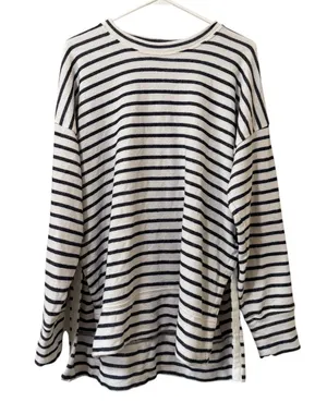 Aerie Striped Oversized M Terry‎ Relaxed Fit Tunic Swim Coverup Nautical Pool thumbnail 1