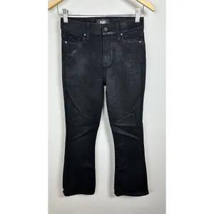 Paige Coated Flare Jeans Women Size 24 Black Cropped High Rise Denim thumbnail 2