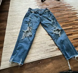 Old Navy Blue Boyfriend Jeans Distressed Casual thumbnail 1