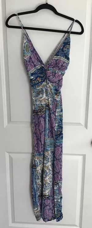 Zara‎ Woman Sleeveless Shirt Dress Cotton Floral Size XS Back Tie thumbnail 1