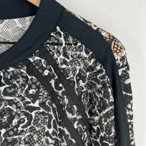 Avenue Sheer Bomber Jacket Womens 26/28 (3X) Black White Leopard Print Full Zip thumbnail 8