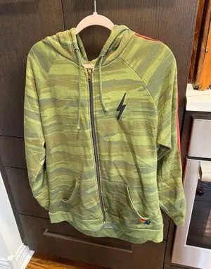 Aviator Nation Bolt Embroidery 4 Stripe Zip Hoodie in a camouflage xxl thumbnail 1