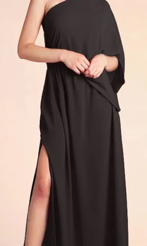 Tyche Black One-Shoulder Maxi Dress with Side Slit thumbnail 1