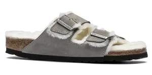 Birkenstock Arizona Shearling Sandals Suede Stone Coin Size 8.5 US 39 thumbnail 1