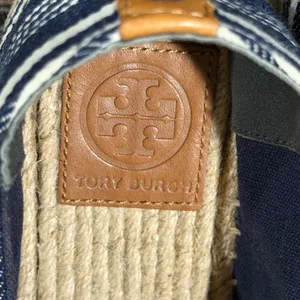 Tory Burch Florence Platform Espadrilles Women 9 Blue White Striped Canvas Shoes thumbnail 10