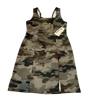 No Boundaries Camo Cotton Dress Square Neck Camouflage Mini Slit Y2K Small thumbnail 1