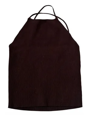 Zara Top Womens Small Ribbed Crop Halter Spaghetti Strap Brown Sleeveless | 6-28 thumbnail 1