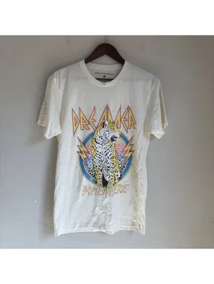 Black Sparrow Womens Small Cream Dreamer Somewhere Leopard Graphic Band T-Shirt thumbnail 2