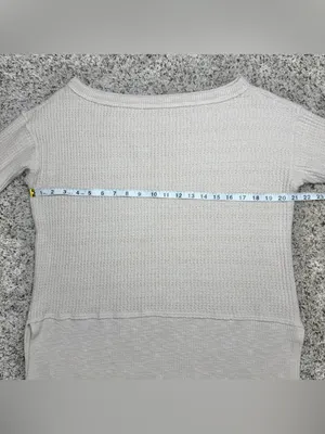 American Eagle Oversized Waffle Knit Long Sleeve Sweater Small Oatmeal Beige Tan thumbnail 7