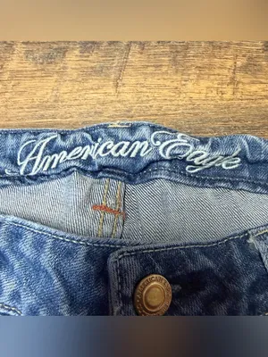 Vintage Y2K American Eagle True Boot Jeans Low Rise Womens 8 Blue Denim Distress thumbnail 3