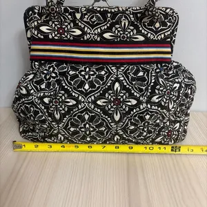 Vera Bradley Barcelona Lock Satchel Black and White Patterned Tote Bag thumbnail 8