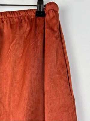 Banana Republic Rust Orange Crinkle Satin Pull On Wide Leg Pants M thumbnail 5