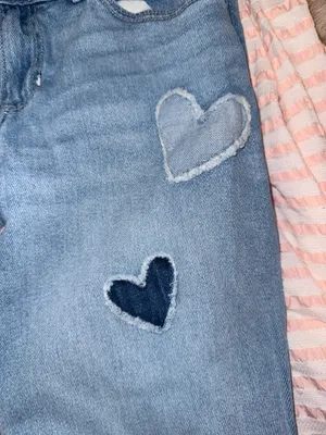 Y2K hollister light wash flare heart patchwork jeans thumbnail 4