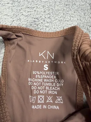 Klassy network Brown Ribbed Tank top bodysuit built in padding small thumbnail 8