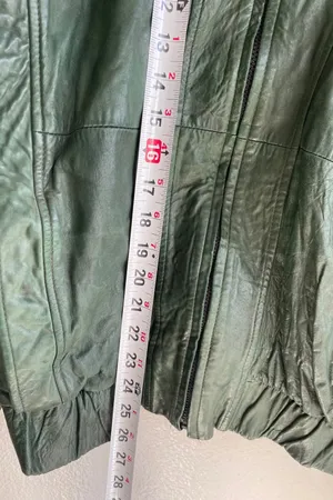 vintage dark green leather bomber jacket Full Zip Women’s Sz XL Made in Mexico thumbnail 6