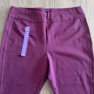 Express Ponte Pants Stretch Slim High Rise Burgundy Women XXL Career Pull On thumbnail 9