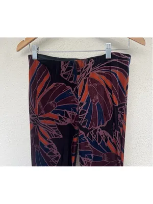 Free People Float Away Velvet Crush Flare Pants Size Small Boho Tropical Retro thumbnail 3