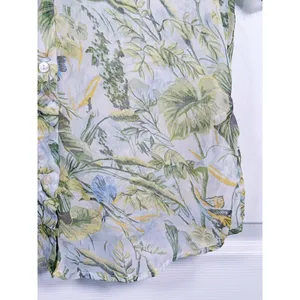Abercrombie Womens Sheer Floral Button Up Shirt Size XS Green Resort Tropical thumbnail 7