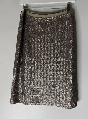 J Jill Sequin Pencil Skirt Women's Petite Size M Silver Sequin Elastic Waist NWT thumbnail 1