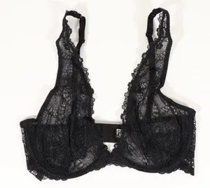 Free People NWT Bra Lace Plunge 32D In black thumbnail 2