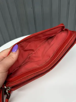 Coach Vintage Y2K Coral Red Leather Double Zip Wristlet Wallet Clutch Organizer thumbnail 11