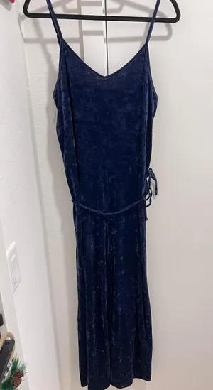 American Eagle Like new velvet valor navy blue jumpsuit thumbnail 1