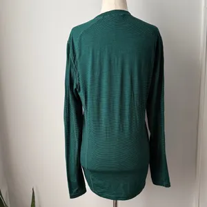 Smartwool Green Striped Lightweight Long Sleeve Top Fitted Wool Athletic thumbnail 3
