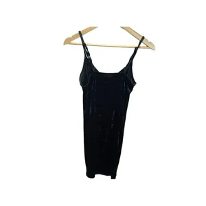 Kendall & Kylie Black Crushed Velvet Mini Dress S Sleeveless‎ Bodycon thumbnail 2