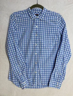 UNTUCKit Aria Blue‎ White Gingham Check Cotton Button Down Shirt Womens Size 6 thumbnail 1